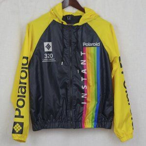Polaroid Land Camera Black & Yellow Hooded Nylon Jacket. Medium